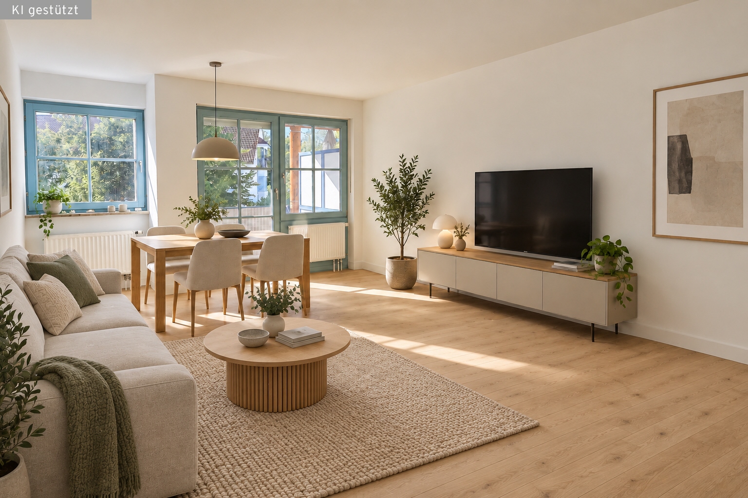Wohnzimmer möbliert-KI